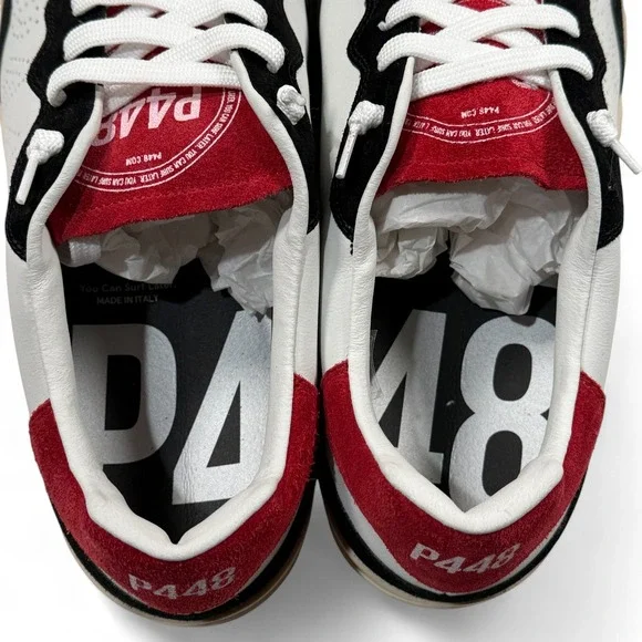 Project‎ Sustainability P448 Leather Sneakers Bali Italy EU 48 US 13.5 White